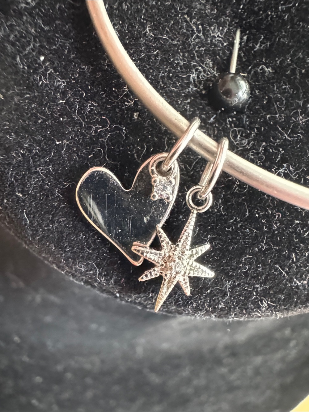 Origami Owl Bangle Bracelet 925 Sterling Silver Heart Star Charms Boho